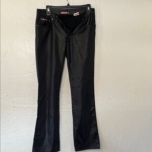 Bubblegum Black Straight-Leg Pants with Subtle Shine